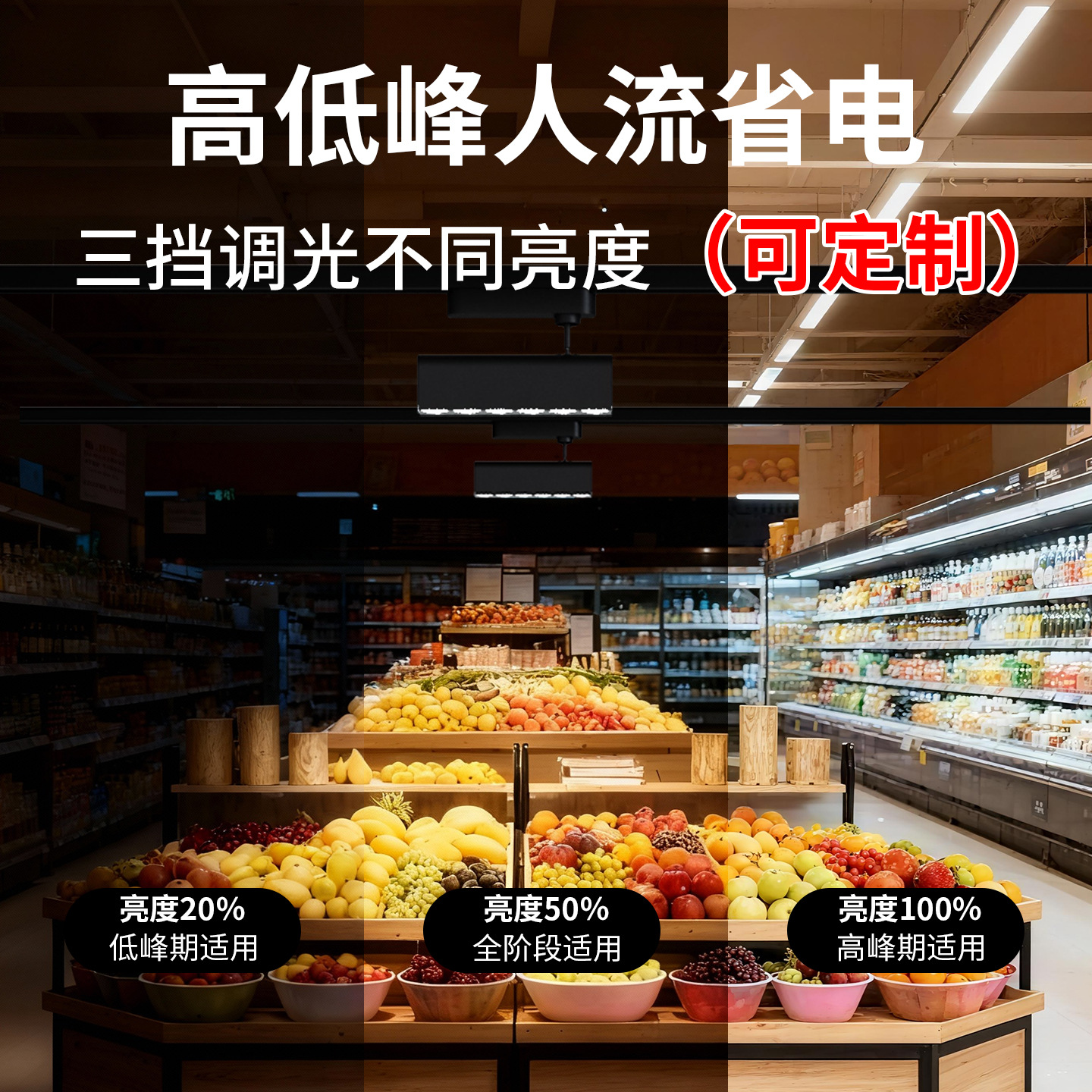 Lámpara de estante de supermercado gran ángulo de luz de pista nueva luz de alta eficiencia de luz de parrilla de luz de guía de guía de luz especial para tienda de ropa