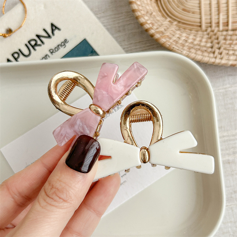Imitation Acetic Acid Material Elegant Sweet Women's Bow Knot Imitation Acetic Acid Hair Claws