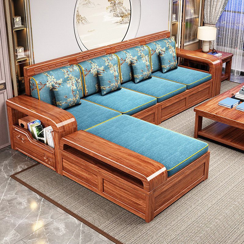 Walnut Color Solid Wood Sofa Combination New Chinese Style Living Room Home Winter and Summer Small Apartment Chinese Style Solid Wood Storage Home