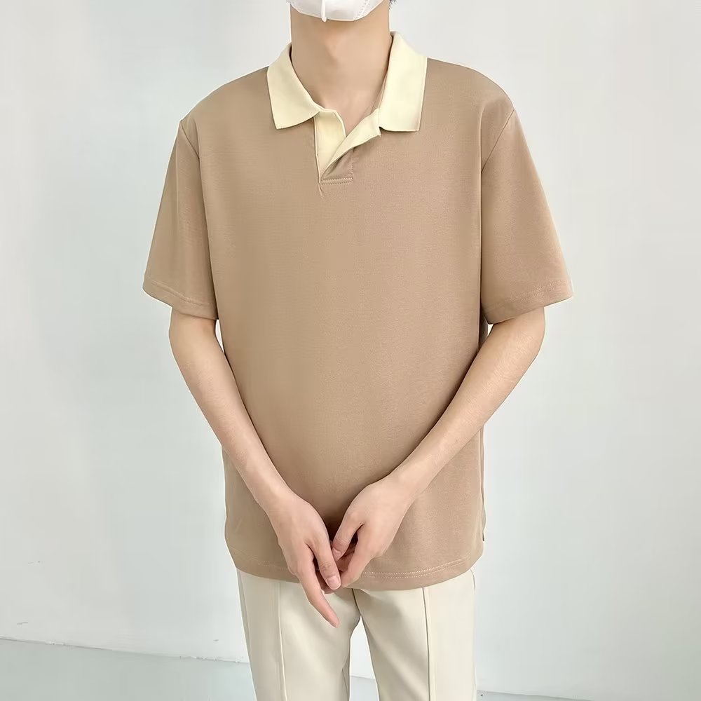 2024 nuevo polo de manga corta con solapa de todo fósforo camiseta de verano de marca de moda para hombres Camiseta de moda delgada de estilo coreano