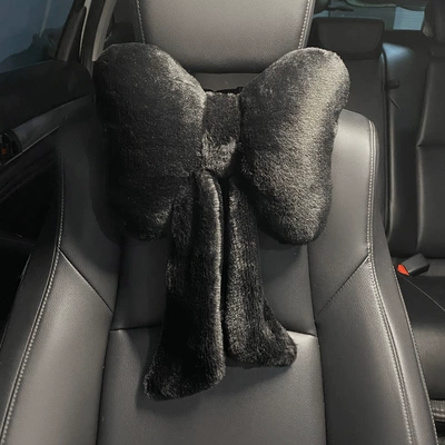 Headrest Neck Pillow Internet Popular - plush-ribbon-bow-black-headrest