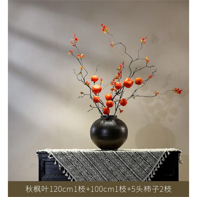 高級な夜花柿の造花のシミュレーションの花は柿の如意の軽豪華な客間の新年の装飾の花芸の置物を飾ります。|undefined