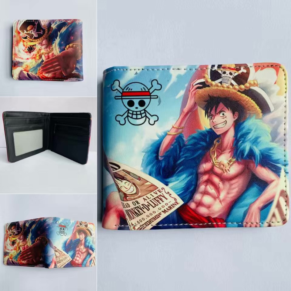 One Piece One Piece Cartera de dibujos animados japoneses Luffy Choba Solon plegable estudiantes PU cartera de cuero corta