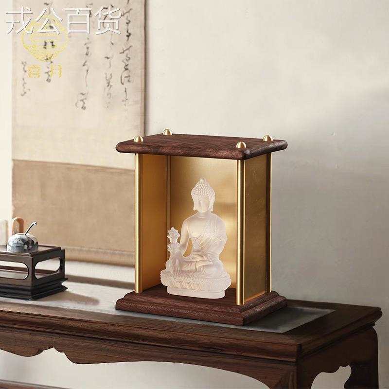 Xiyue Solid Wood Small Mini Desktop Buddhist Shrine Buddhist Cabinet Shrine Guanyin Bodhisattva Buddha Offering Table