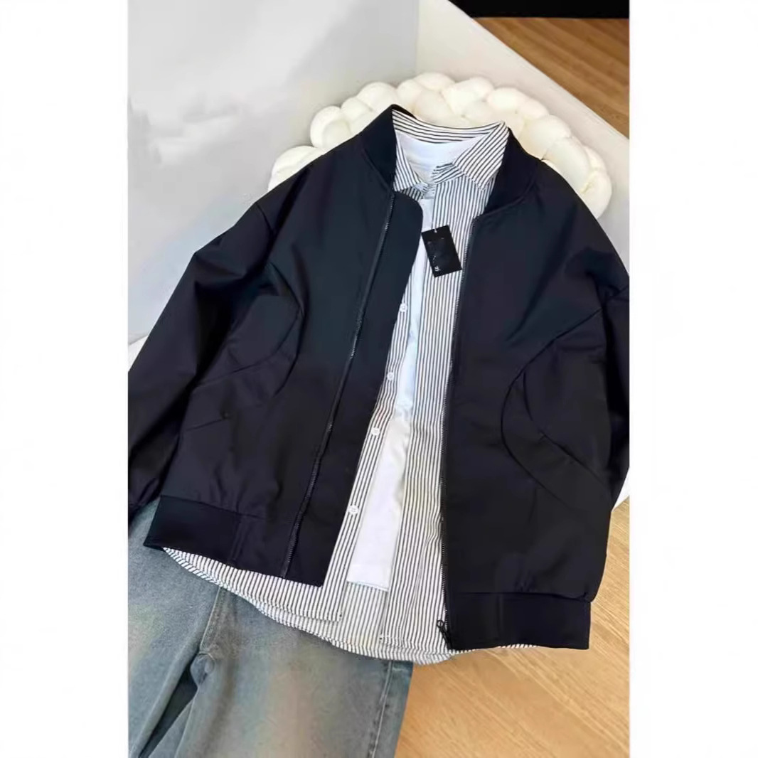 Jakna Pomlad in Jesen Nova Zunanja Oprana Oblačila za Prosti Čas Ohlapna Delovna Oblačila Stoječi Ovratnik Moški Plašč_voghion.com