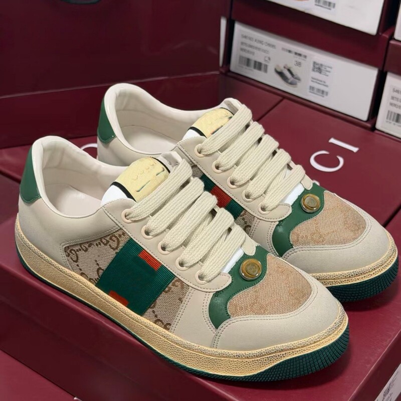 Foreign trade brand G's new versatile vintage pattern genuine leather couple's sports casual sneakers for men and women Foreign trade brand G's new versatile vintage pattern genuine leather couple's sports casual sneakers for men and women