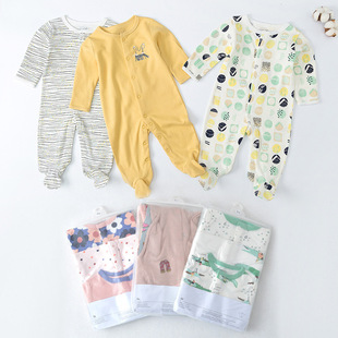 Foreign trade export newborn baby romper cotton wrapped feet baby cute romper newborn jumpsuit baby clothes