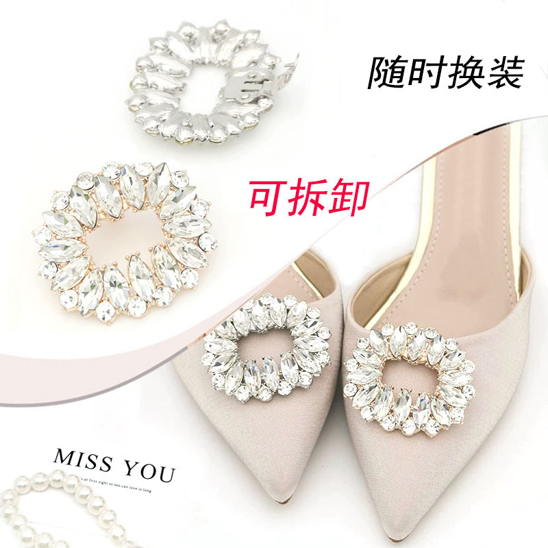 Material del zapato joyería decoración del dedo del pie hebilla del zapato de diamantes de imitación zapato extraíble flor hebilla zapatos de cristal flor delantera zapatos de tacón alto Accesorios