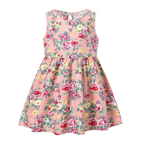 Foreign trade new summer girls' dress children's Korean version sleeveless printed cartoon dress baby girl princess dress