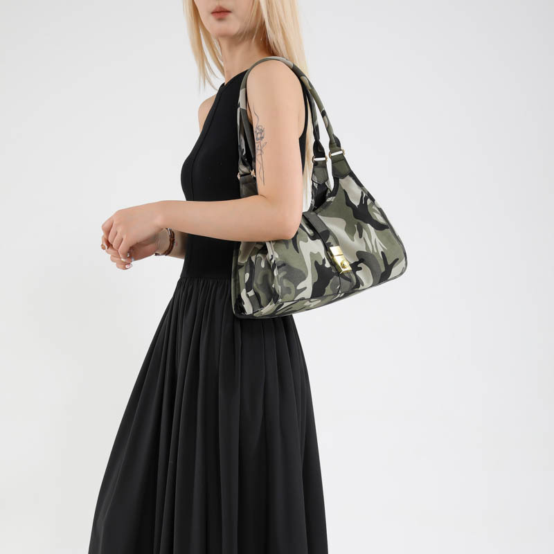 Bolso de axila de textura transfronteriza 2025 verano nuevo bolso de hombro de camuflaje retro bolso de mensajero de gran capacidad mujer
