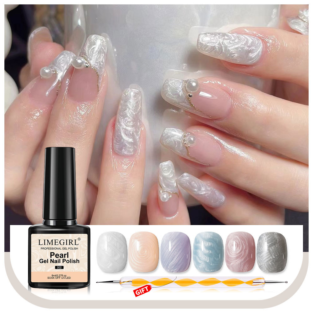 Transfronterizo nuevo rosado rosado perla roscado relleno de pegamento de nail polish perla brillante pegamento de nail polish pop en stock