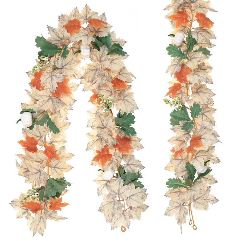 Halloween white simulation maple leaf rattan autumn artificial leaf decoration Thanksgiving simulation maple leaf wholesale