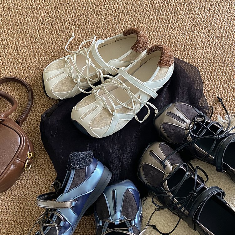 Cowhide Version ~ Functional Style Sports Square Toe Ballet Shoes for Women, Versatile Cross-Strap Velcro Shallow Mouth Mary Jane Shoes Cowhide Version ~ Functional Style Sports Square Toe Ballet Shoes for Women, Versatile Cross-Strap Velcro Shallow Mouth Mary Jane Shoes