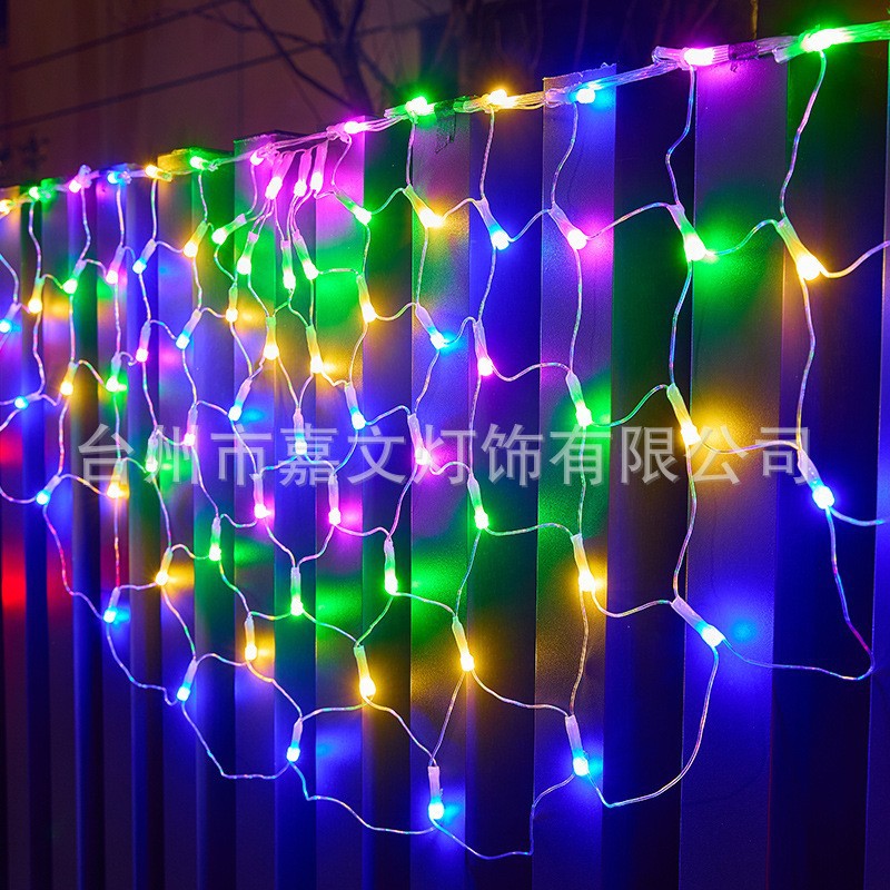 Luces de cadena LED de venta directa de fábrica, luces de pavo real, luces de red, luces de red de pesca, decoración navideña para exteriores, luces de cadena intermitentes de colores