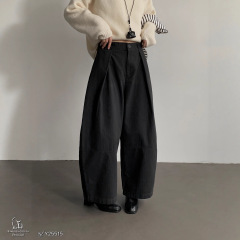 2025新款设计感高腰宽松弯刀裤女秋季松弛感阔腿裤显瘦休闲裤
