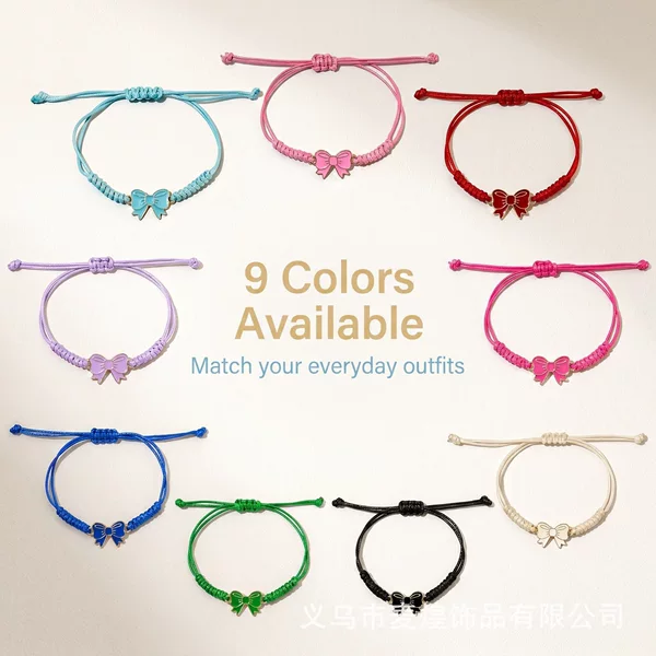 Aliexpress Cross-Border Hot-Selling Friendship Bracelets for Best Friends, Alloy Enamel Accessories, Wax Thread, Bowknot Braided Bracelets Wholesale