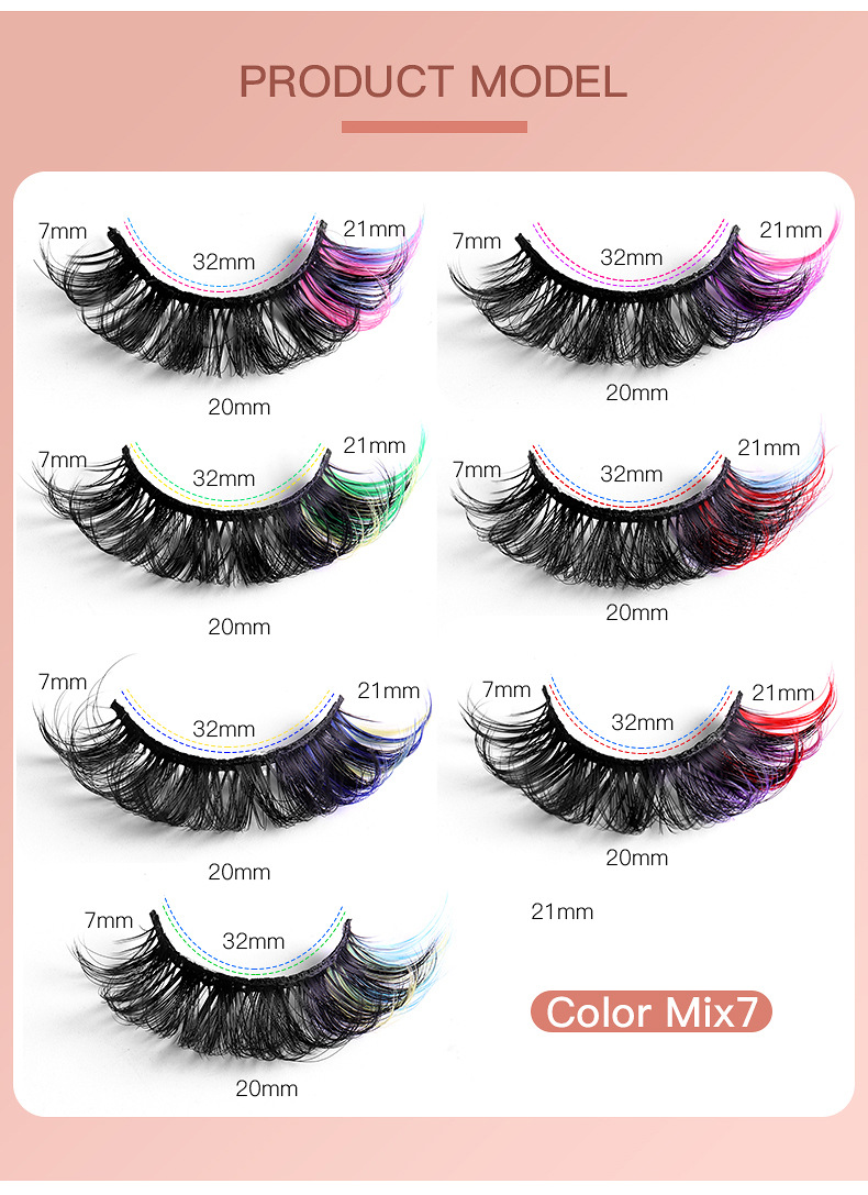50g Weight False Eyelashes Makeup Tools Types 7 Pairs Quantity Imitation Mink Material Multicolor Pattern Fashion Style Popular High Imitation Mink Hair Color Thick Curl False Eyelashes 3