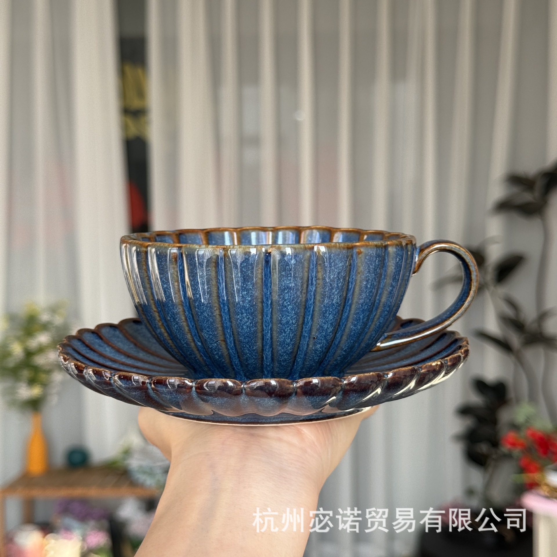 【국화 접시 컵과 접시】블루