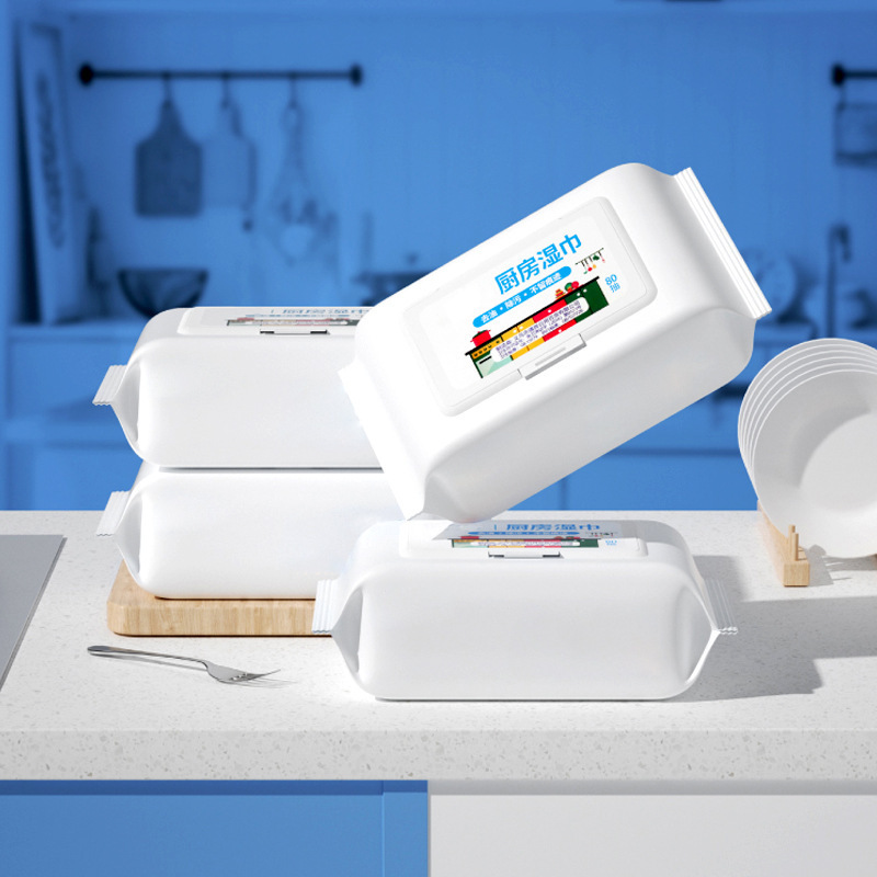 Home kitchen wet wipes powerful oil removal and stain removal cleaning wipes range hood not to hurt hands cleaning wet tissue thickened