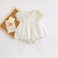 Комплект боди Brand для девочки, цветочный принт с кружевными колготками, корейский/западный стиль (66–90 см)