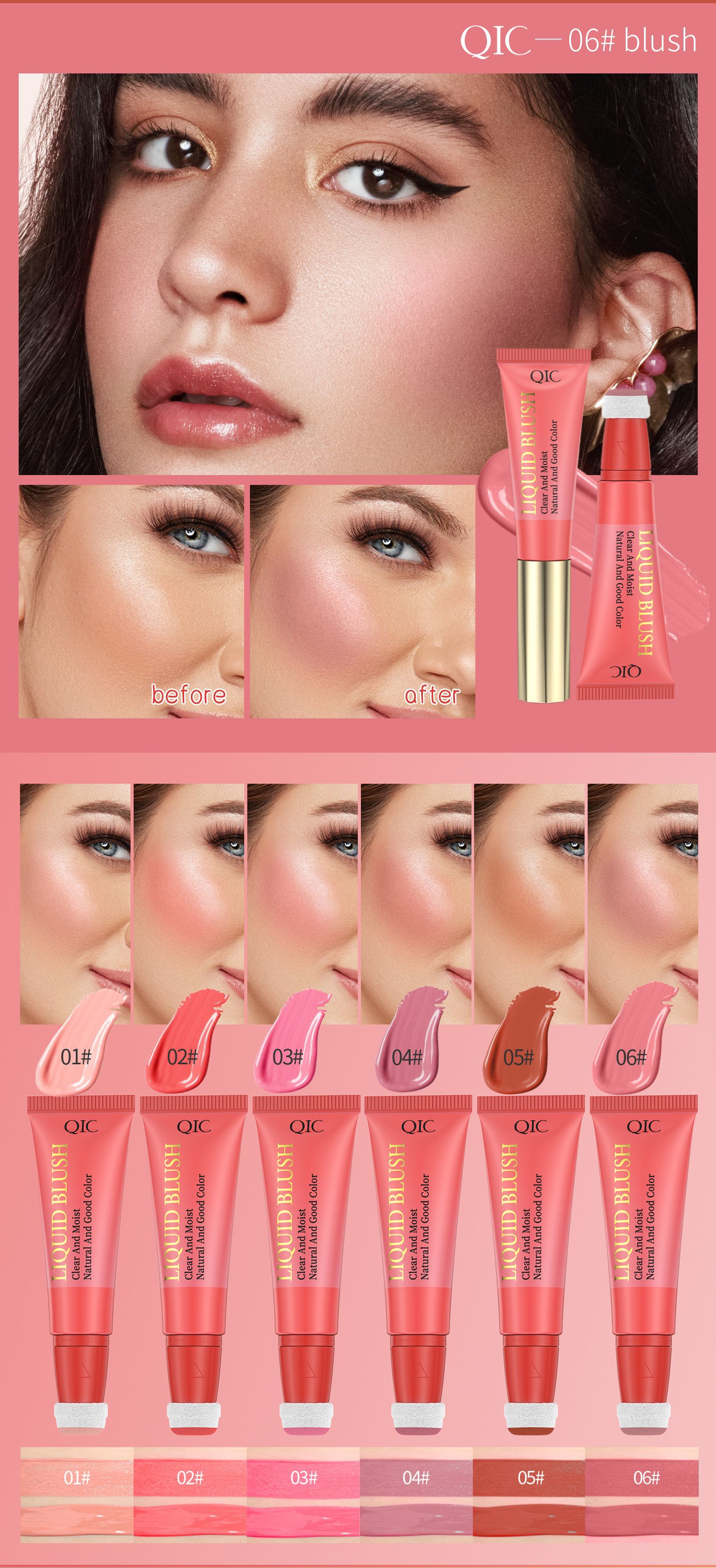 QIC Qini CAI Sponge Blush for Head, Lip and Cheek, Hydrating, Easy to Spread, Smooth and Long-lasting Liquid Blush Item Picture