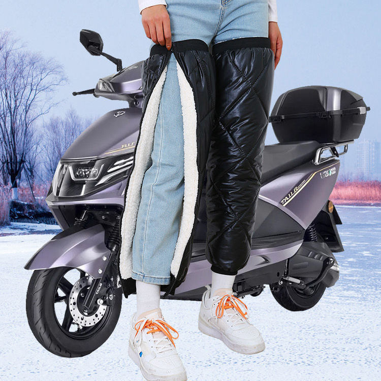 Winter electric bike and motorcycle knee pads for warmth, windproof while cycling, thickened knee protection for both men and women, zipper leg guards undefined