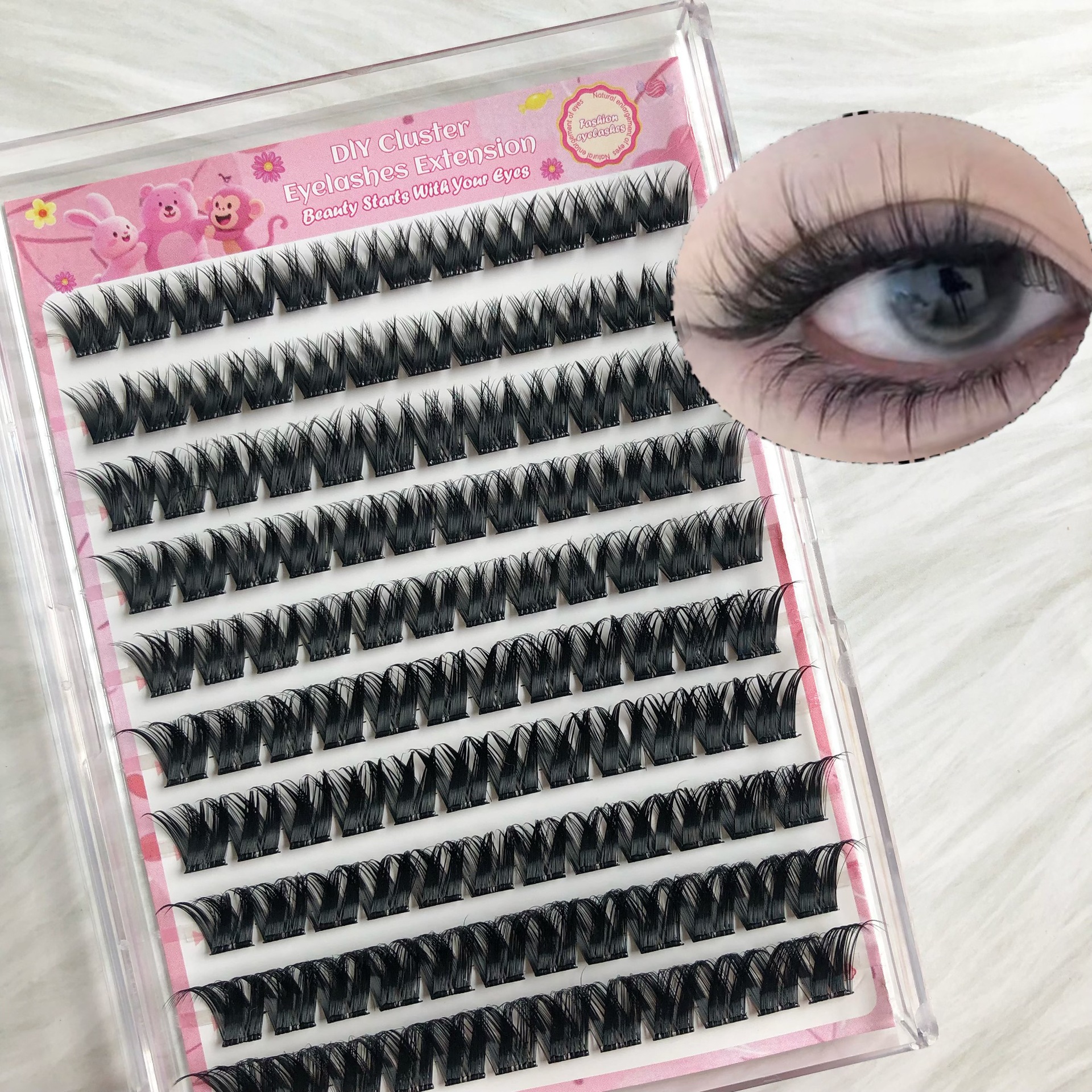 Conjunto de pestañas falsas transfronterizas de gran capacidad serie WM de cómics europeos y estadounidenses, ojos mixtos de barbie caliente, pestañas densas y esponjosas