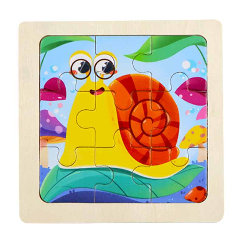 Fábrica directa de niños pequeños 9 piezas de dibujos animados de madera plano rompecabezas puzzle puzzle juguetes de educación temprana para bebés image 47