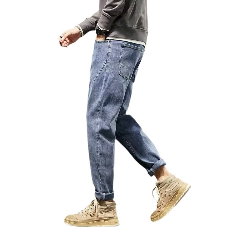 Marca de moda jeans casuales hombres pantalones rectos sueltos de nueve puntos para hombres 2024 nuevo AG2015