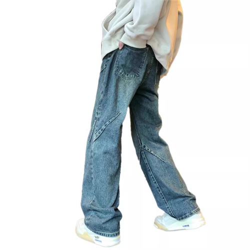Men's Spring and Summer American Trend Vibe Wide Leg Straight Leg Loose Fit Jeans