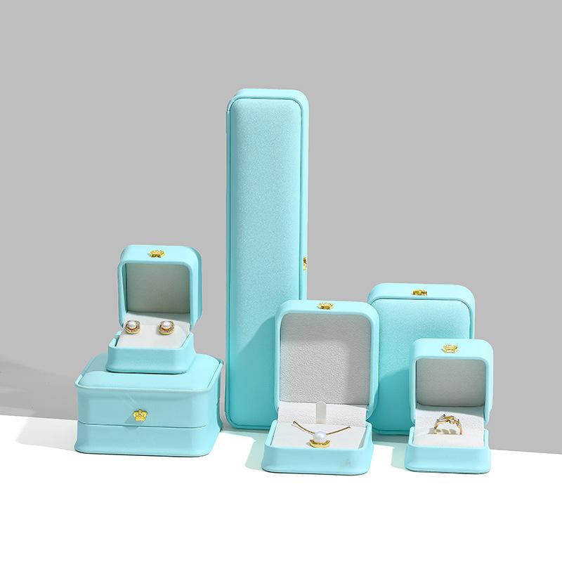 Joyero PU cuero corona colgante pulsera anillo caja cintura embalaje joyería collar pantalla caja de joyería