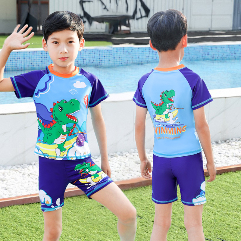 Children's split cartoon quick dry swimwear for boys