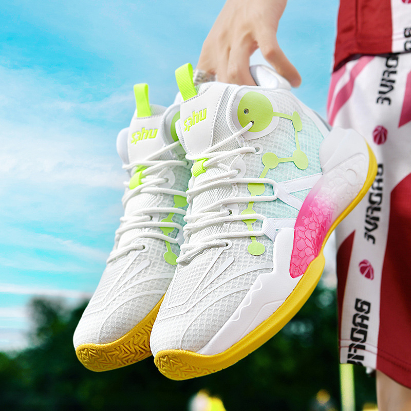 Basketball Practical Shoes Summer Men's Shoes 2024 New Thick-Soled Shock-Absorbing Wear-Resistant Sports Casual Shoes Non-Slip Running Shoes for Men