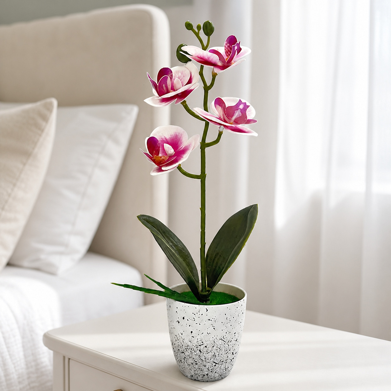 Orquídea mariposa simulación bonsai decoración del hogar verde flor falsa decoración de escritorio de oficina impresión 3D simulación de maceta image 5