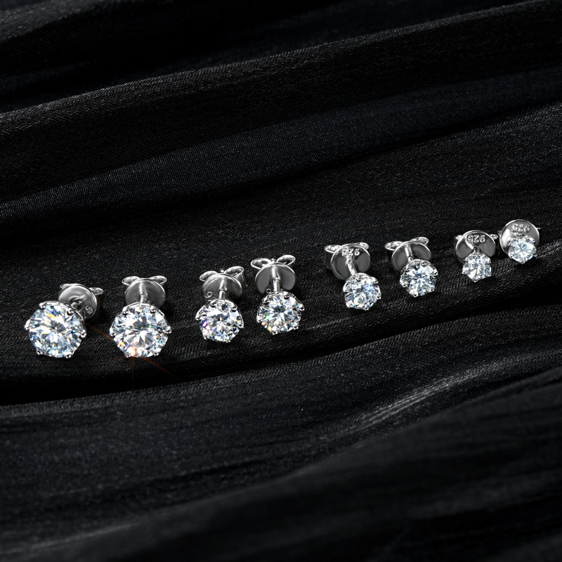 Stunning Fashion Women's Jewelry - Six-Claw Moissanite Earrings in S925 Sterling Silver, Perfect Birthday Gift for Girls
