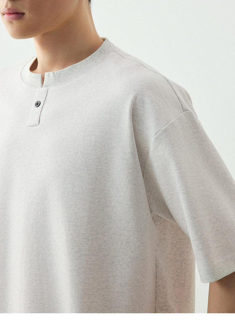 Áo thun nam ngắn tay cổ tròn chất liệu cotton pha, kiểu dáng cơ bản — đen chi tiết 23