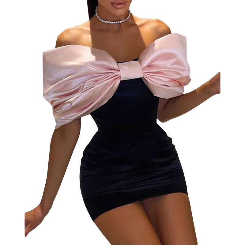 Europe and the United States cross-border Amazon new nightclub skirt big bow tight dress sexy backless women's two-piece suit