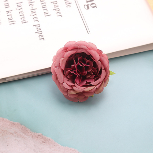 6cm Simulation European-Style Small Peony Flower Heads, Silk Fabric Silk Flowers for Decorative Handmade Wreaths & DIY Floral Gift Boxes—Camellia Blossoms