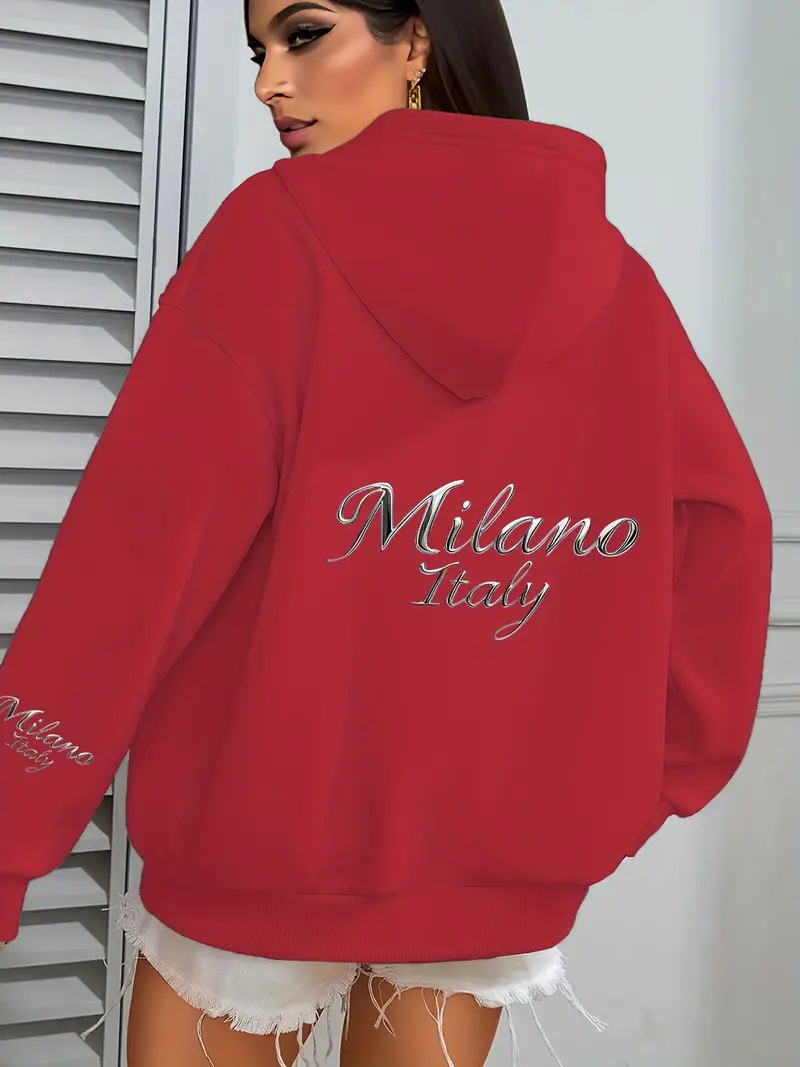Women's Hooded Oversized Sweatshirt Jacket Print Design European American Style Fashion Fall Winter New Arrivals_ecoleips.com
