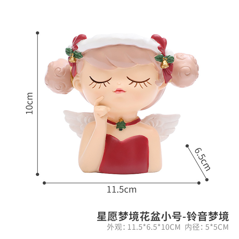 Chậu cây hình cô gái hoạt hình resin, chậu mọng nước mini, trang trí nhà, ban công và sân vườn (RG-112)