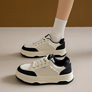 Thick-Soled Casual White Shoes for Women 2025 Spring New Fashion Preppy Style Women's Shoes Korean Style Thick-Soled Heightening Platform Shoes