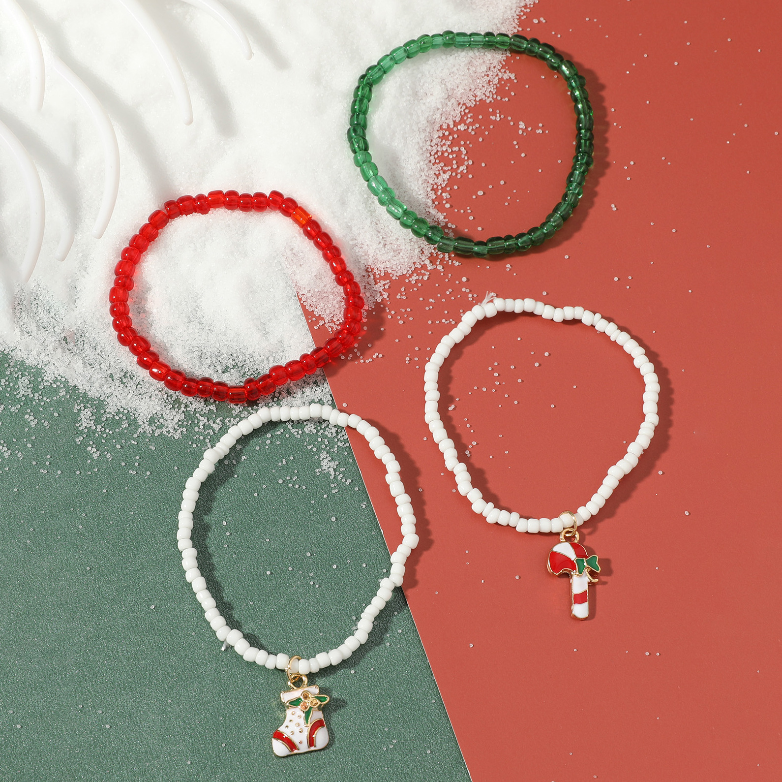 New Christmas Bracelet Set Cross-border Handmade Color Rice Bead Cane Socks Bracelet display picture 4