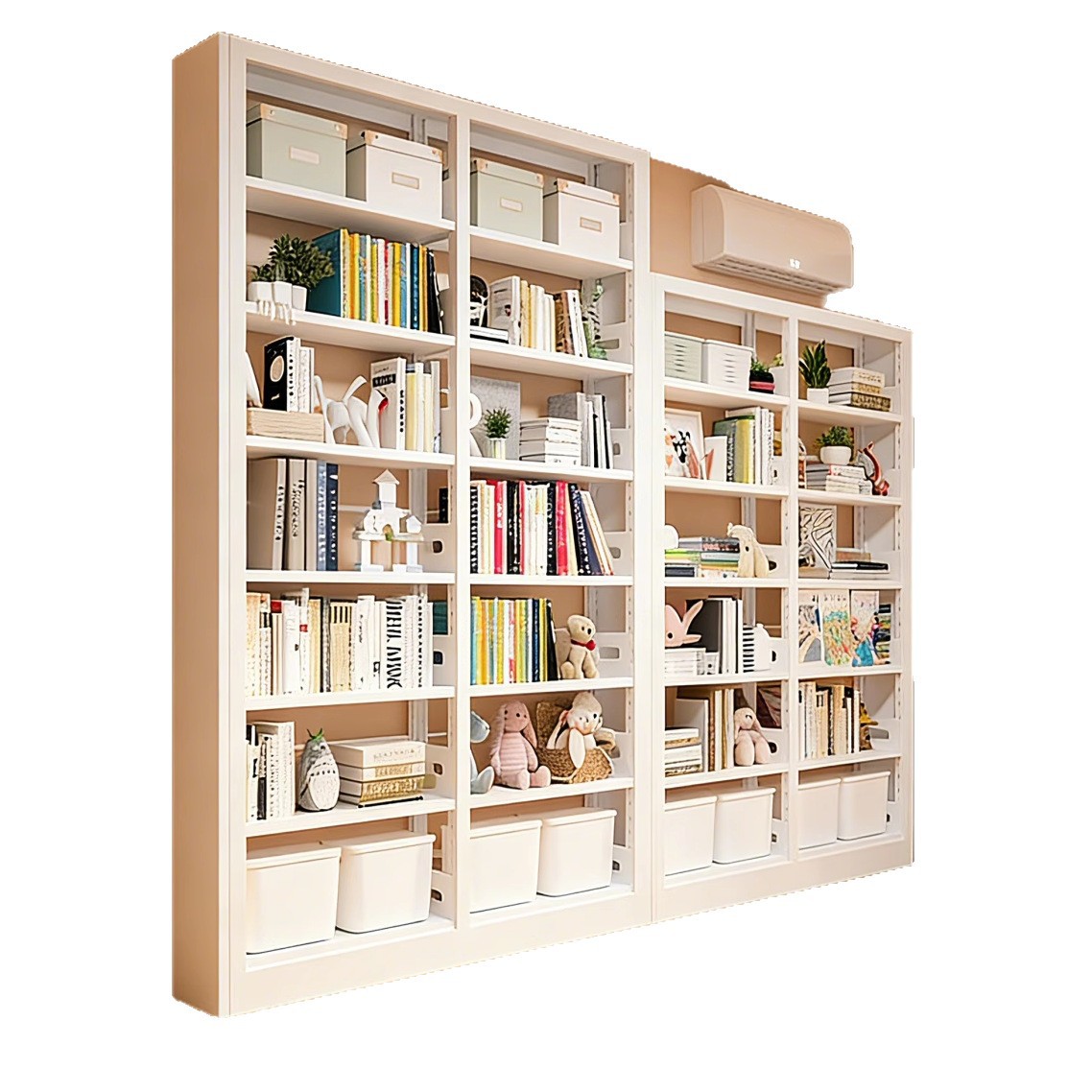 Estante de acero de la biblioteca sala de estar doméstica estante multicapa de piso estante de libros para niños estante de libros de dibujo contra la pared estante de almacenamiento