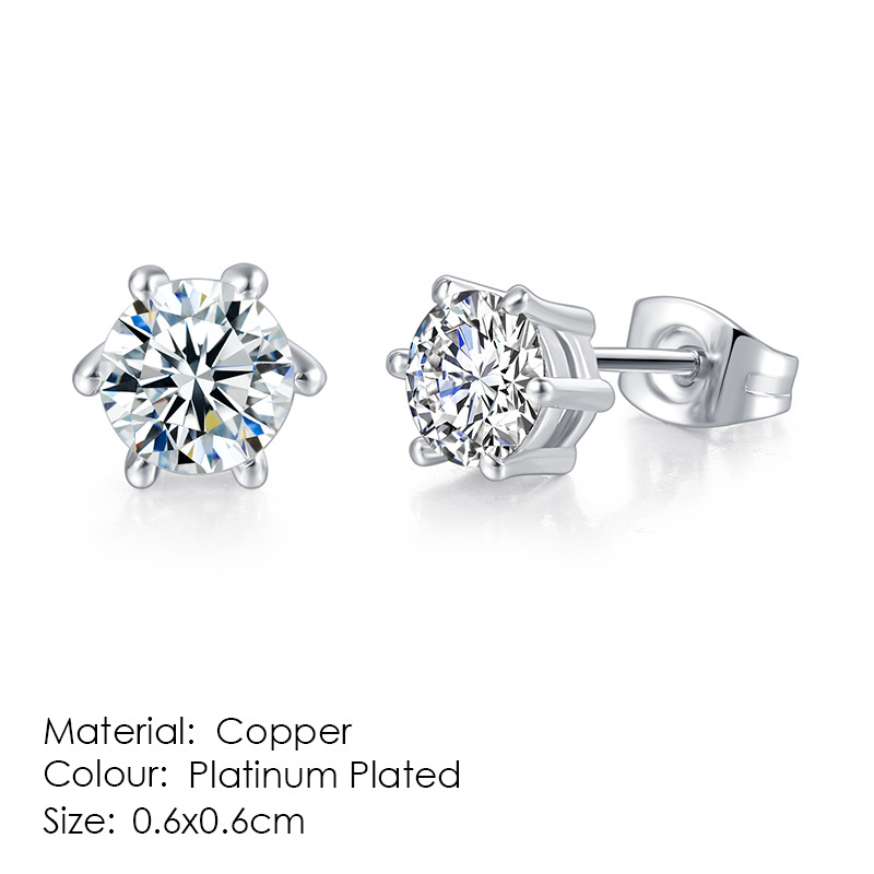 Classic Diamond Stud Earrings Geometric Zircon Fashion Jewelry_voghion.com