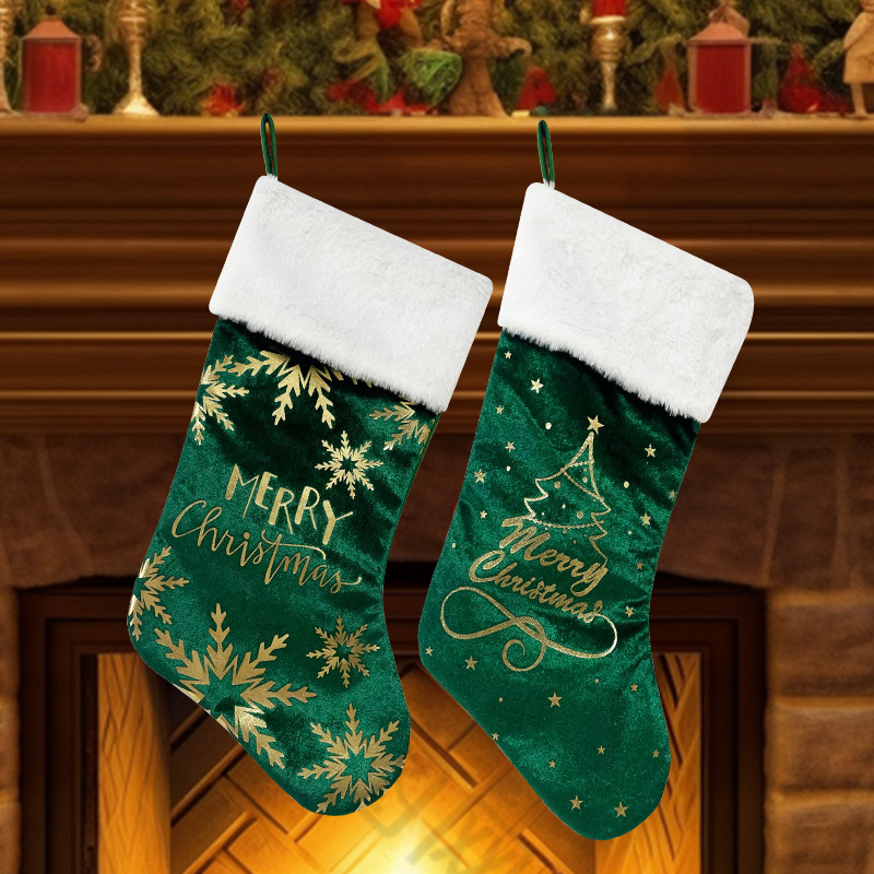 国境を越えたショーウインドークリスマスウサギ毛ニットクリスマスツリー雪花箔押し靴下プレゼント袋キャンディー袋クリスマス装飾|undefined