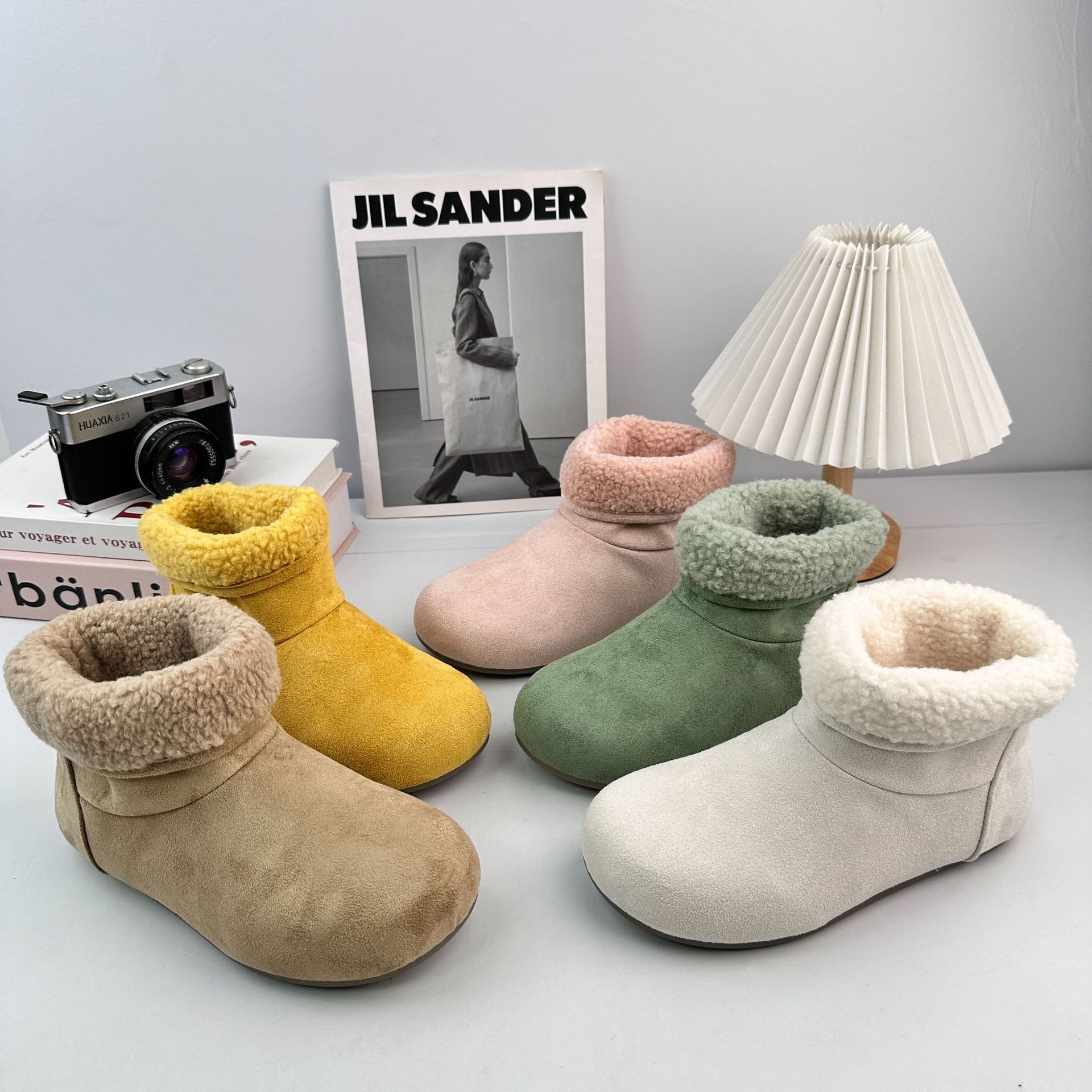 Wave lejos de cinco colores botas de nieve botas de algodón retro opcionales Boeken botas de invierno 2025 botas cortas de lana 2298M