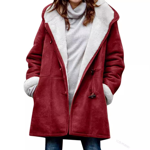 Wool-lined Puffer Collar Pocket Women's Outerwear with Western-style New Design Hooded Jacket