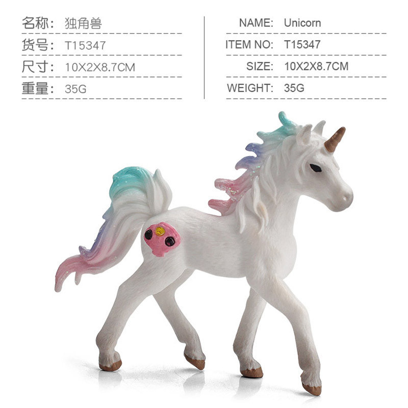 Exportación transfronteriza Diversión infantil mito animal juguete unicornio arco iris modelo de caballo Pegaso duende decoración en stock