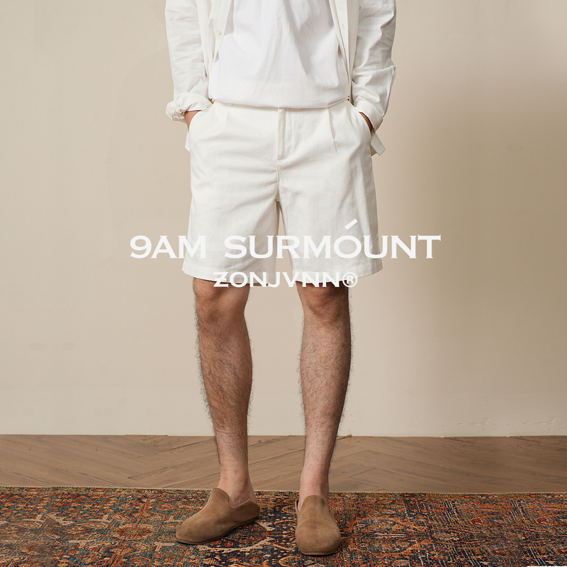 ZONJVNN Old Money Style Linen Shorts, Straight-Leg, Xinjiang Cotton Blend, Versatile, Loose Fit, High-End Men's Pants ZONJVNN Old Money Style Linen Shorts, Straight-Leg, Xinjiang Cotton Blend, Versatile, Loose Fit, High-End Men's Pants