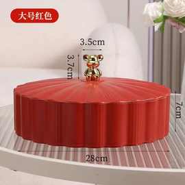 密胺仿瓷分格带盖糖果盒干果盘客厅茶几收纳水果盘坚果盘餐具无